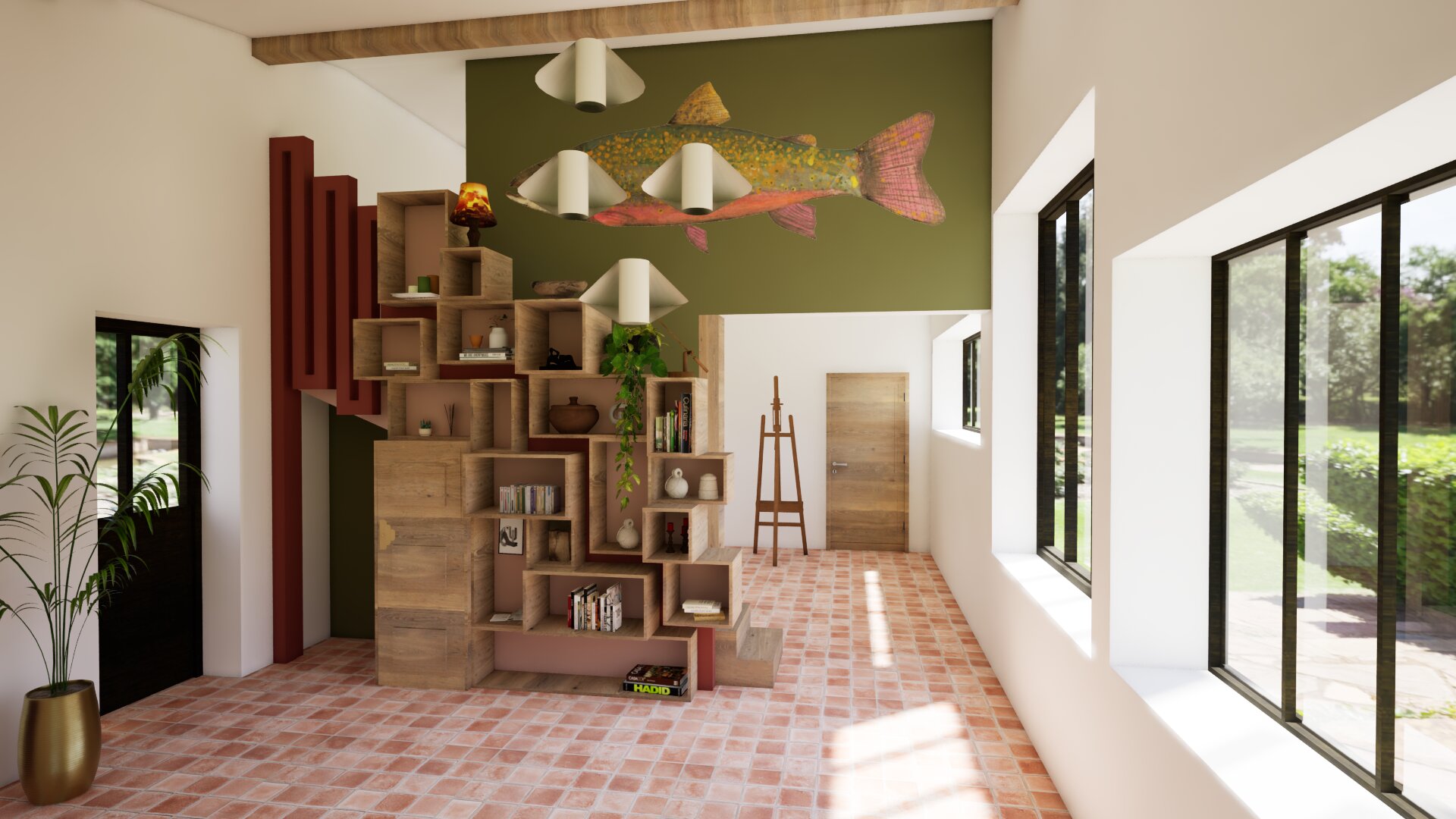 Projet d'architecture d'intérieur Vert Kaki Bordeaux