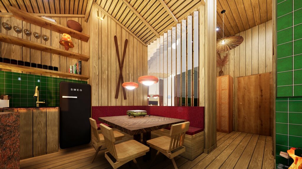 Rénovation appartement chalet Méribel – Vert Kaki