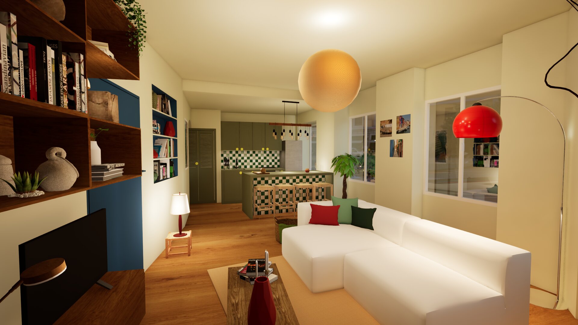 Séjour appartement Créqui Lyon – Vert Kaki