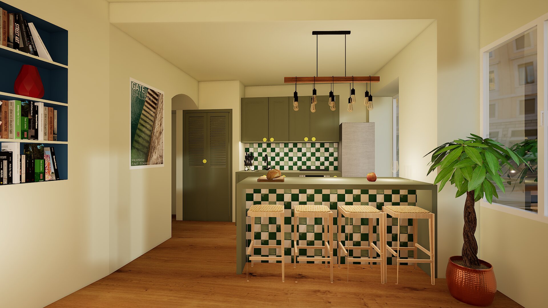 Décoration appartement méditerranéen Lyon, cuisine – Vert Kaki