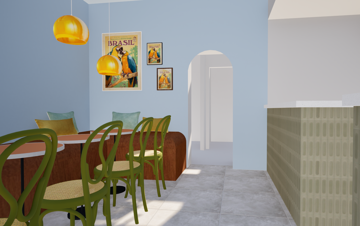 Direction artistique restaurant Bow Bordeaux – Vert Kaki