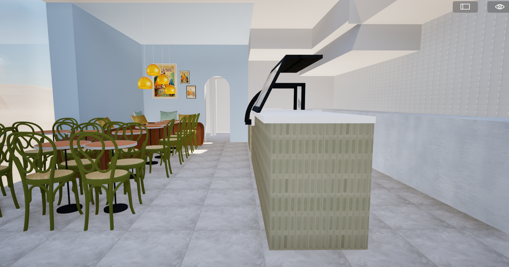 Restaurant Bow Bordeaux, mobilier – Vert Kaki