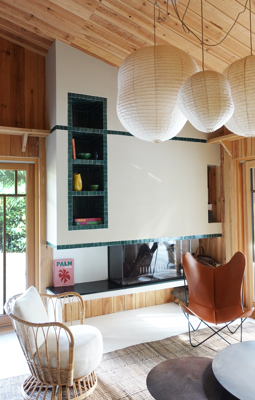 Cheminée Surf Lodge Gourbets – TDesign Architecture, Atoumo Studio, Vert Kaki