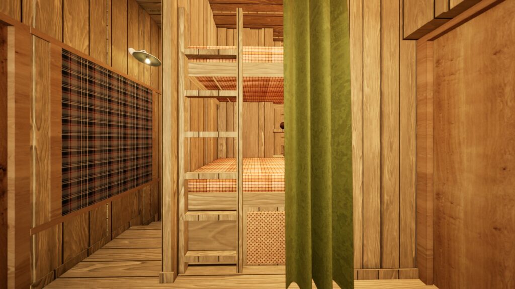 Détail lit cabane Méribel – Vert Kaki
